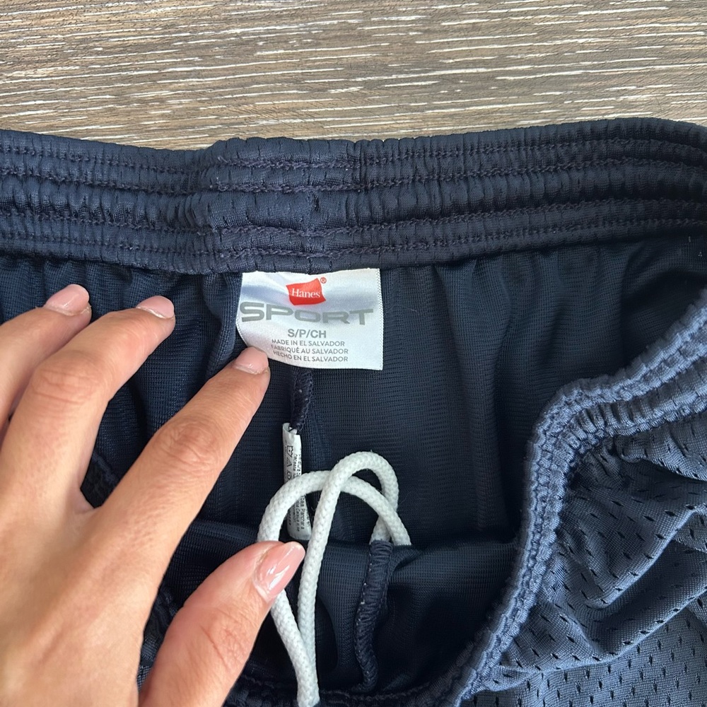 Men’s Hanes Sport navy blue mesh drawstring shorts size S - Picture 6 of 10
